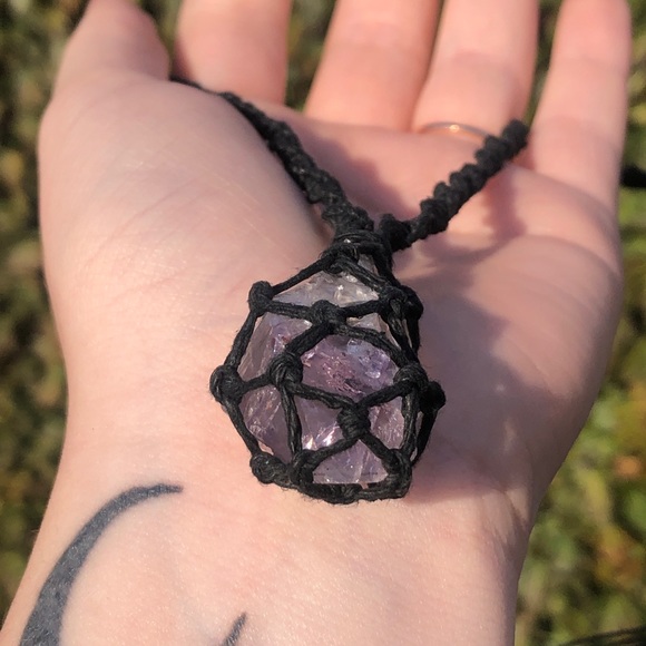 Amethyst Raw Macrame Necklace - Picture 8 of 8